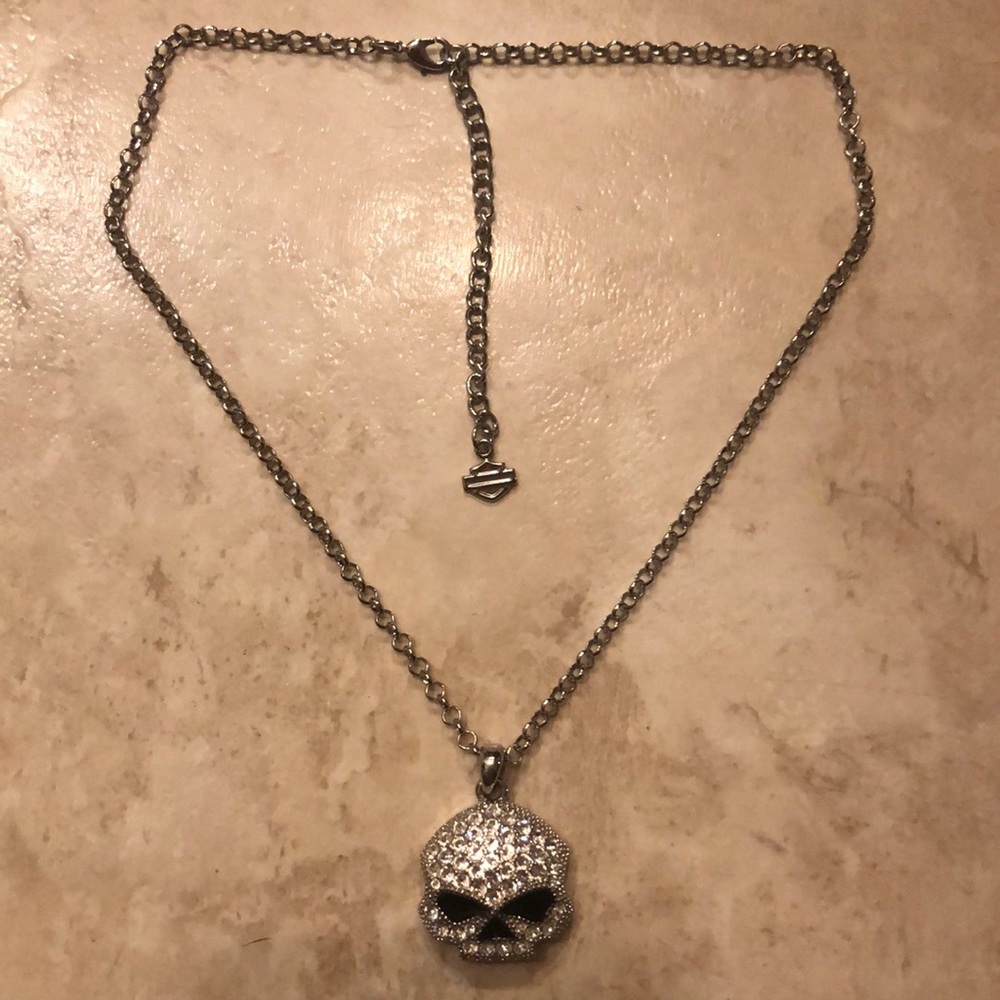 Harley Davidson skull necklace
